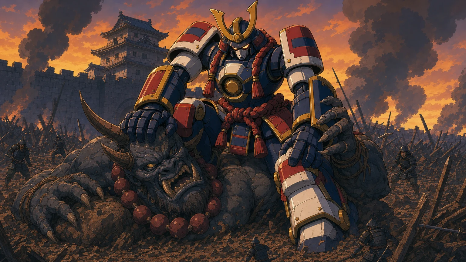 戦場位相 — 巨大妖魔を押し潰す降神太甲の挿絵