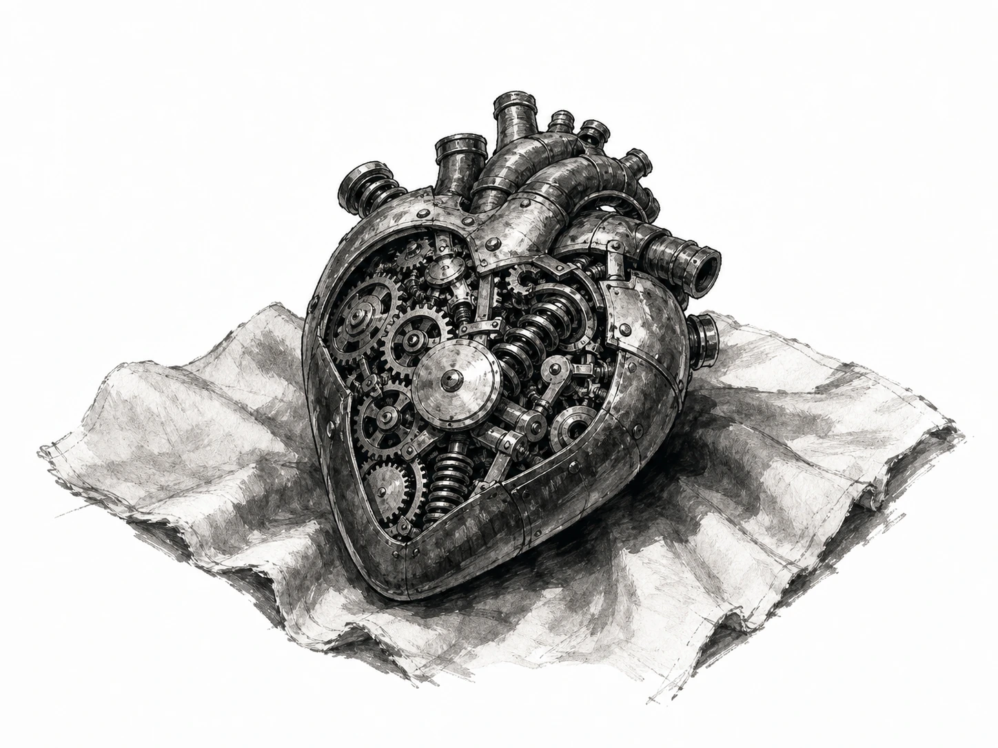 Automaton clockwork heart still life