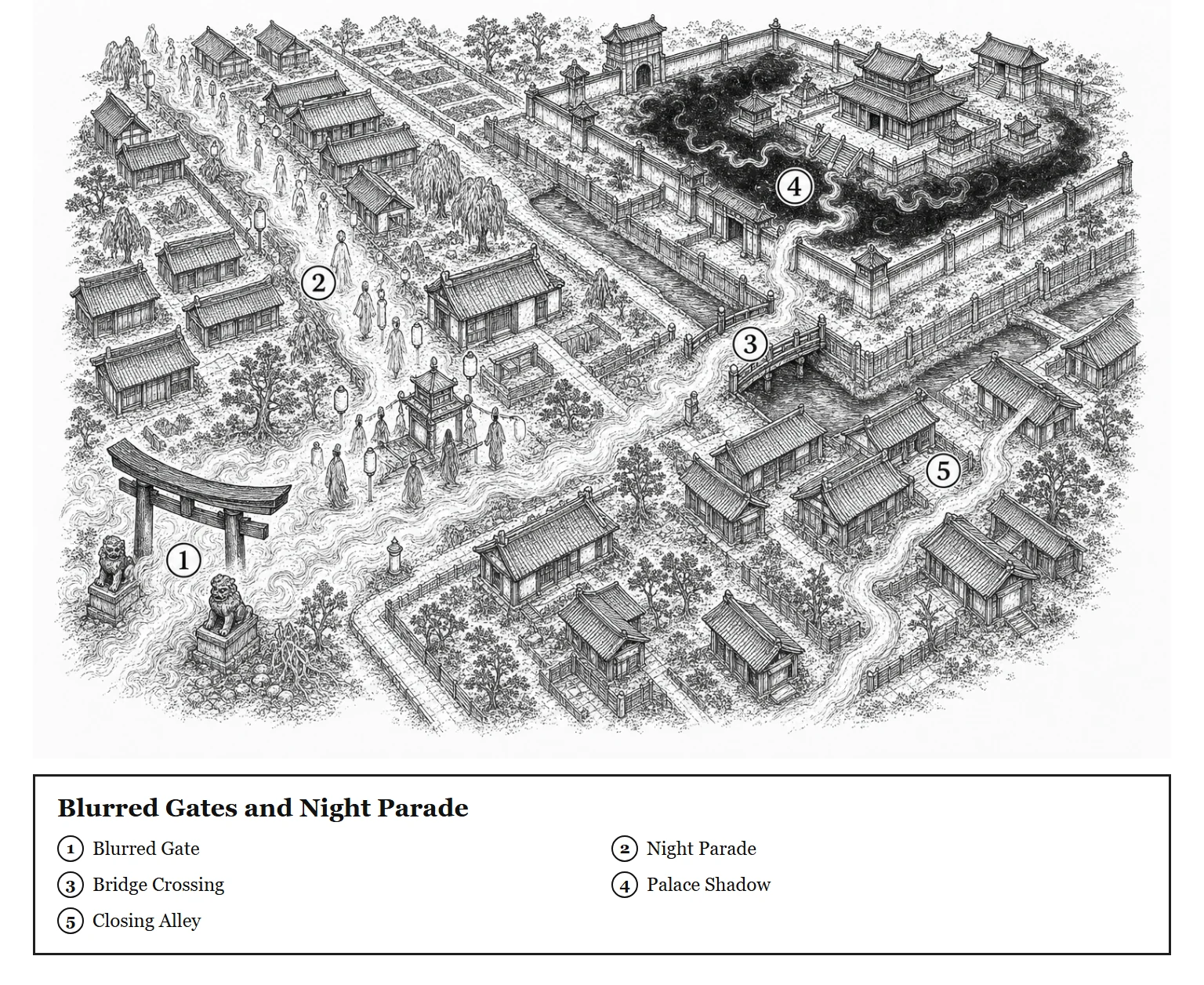 Blurred Gates and Night Parade